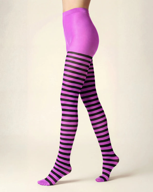 Striped Tights - Violet